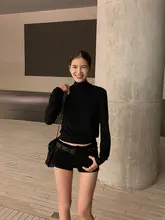 黒のデニムショートパンツ【春夏用・スリムフィット・ハイウエスト】（セットアップ対応）