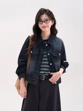 深い青色デニムジャケット【秋用・ショート丈・女性用】