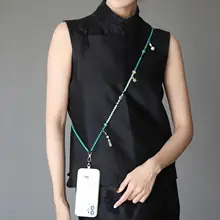 遠山の青緑色スマホストラップ【ショルダー掛け・長タイプ】