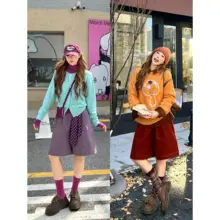 秋冬用 レトロコーデュロイ ハイウエストAライン中パンツ【二色展開】