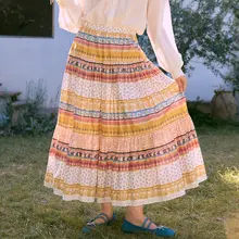 した休日スタイルのロングスカート【フラワープリント・ゆったり・快適な肌触り】