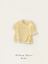 子供用半袖Tシャツ【デザインパッチワーク・フリル付き・夏用】