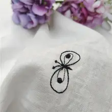 刺繍デザイン 蝶モチーフのコットンリネン生地【DIY用・6色セット・テーブルクロス・衣類用】