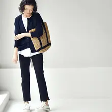ブラックデニムパンツ【ストレート・ダメージ加工・九分丈・極上の柔らかさ】（セットアップ対応）