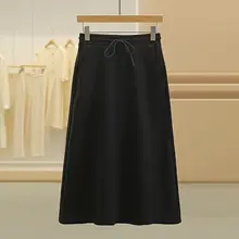 Aラインデザインのマキシスカート【ウエストゴム・シンプル・体型カバー】