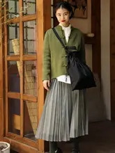 新中式肌理デザインのエアリープリーツスカート【桜色・春夏秋冬対応】（セットアップ対応）