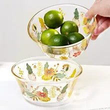 可愛いデザインの透明ガラスボウル【果物・サラダ・ヨーグルト・スープ・ご飯用】