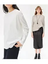 秋のシルクコットン長袖Tシャツ【極上の柔らかさ・ドロップショルダー・ルーズフィット】