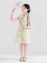 夏用花柄子供用ワンピース【中華風・ドレススタイル】（セットアップ対応）