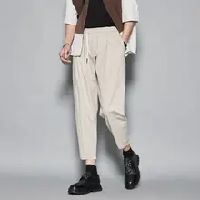 春夏向け ストライプデザインのレトロカットワイドレッグパンツ【フィット・9分丈】