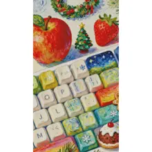 星河デザインのクリスマス刺繍アート【縦型・リビング・寝室用・油絵】