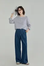 高腰ストレートデニムパンツ【レディース・ルーズフィット・梨型体型対応・秋用】