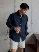 極上の柔らかさ！コットンリネン製 夏用長袖シャツ【防晒・シンプルデザイン・メンズ】