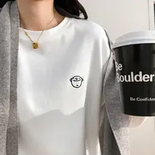 刺繍入りカートゥーンデザインの長袖Tシャツ【厚手・ゆったりフィット・秋冬用】