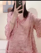 春夏用 レディースレースルーズフィットルームウェア【外出可能・三点セット】（セットアップ対応）