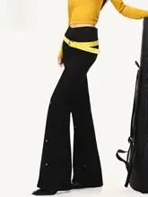 ブラックのフリース付きデコレーションデニムパンツ【ハイウエスト・スリムフィット・フレア】