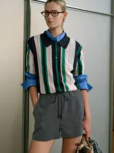 MARIUS ポロ襟ストライプニットTシャツ【短袖・レトロデザイン・フィット】