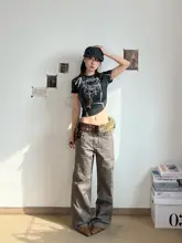 アメリカンレトロ クロスデザインのカジュアルTシャツ【女性用・ショートスリーブ・ミレニアルスタイル】