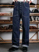 職人パンツ 労働者向け ダブルニー伐採パンツ デニム生地 14OZ 三本針 再創作
