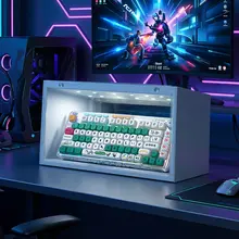 防塵 キーボード収納ボックス【音声制御ライト付き・透明ディスプレイ・ゲーミングキーボード・マウス用】