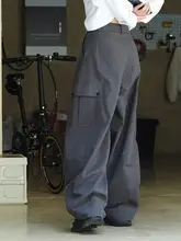 カーキ色 アメリカンリバイバルスタイル ワークパンツ【大きなポケット・ハイウエスト・ワイドレッグ・フィット】