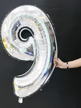 40インチシルバー数字バルーン【09・アルミ製・誕生日装飾用】