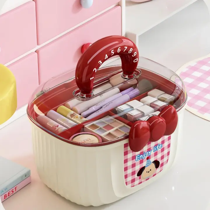 便利な二段式多機能薬箱【かわいいデザイン・持ち運び可能・家庭用】