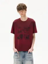 ヴィンテージ風ウォッシュドプリントTシャツ【男女兼用・カジュアルスタイル・純綿】