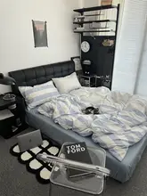 ブラックホワイトストライプ�デザインのプレミアムコットン四点寝具セット【ベッドカバー・シーツ・掛け布団カバー】（セットアップ対応）