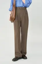高腰ストレートパンツ レディース【春秋用・通勤・カジュアル・ワイドパンツ】
