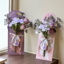 高級感ある紫色の花束とカード【教師向け・感謝のギフト・フェイクフラワー・思い出の品】