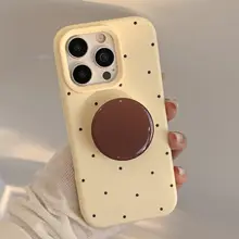 個性的なドットデザインのiPhone用カメラキーケース【全包防水・柔軟素材・円形スタンド付き】