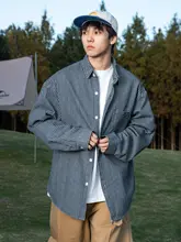 ヴィンテージストライプ工装デニム長袖シャツ【春秋用・フィット・カジュアル】