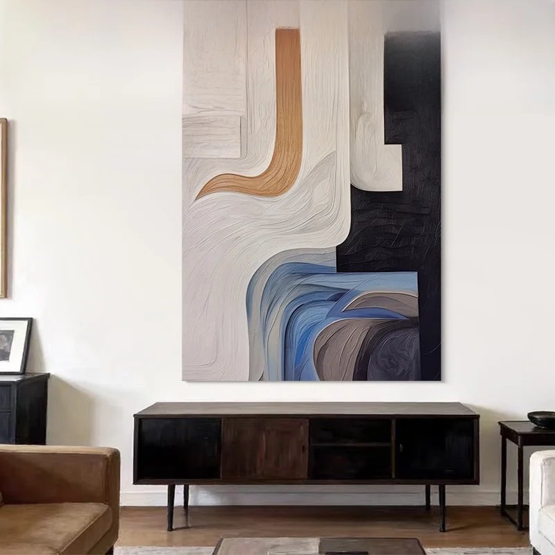 侘び寂び風の手描き抽象風景画：リビングや玄関に最適な現代アートパネルの選び方