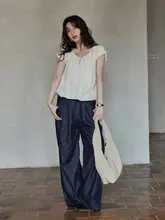 夏用フランス風の個性的な刺繍入り短袖シャツ【小柄向け・デザイン性あり】