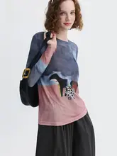 猫印花アートデザインのロングスリーブTシャツ【薄手・夏用・日焼け防止】