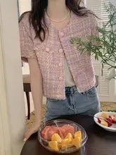 レディース 夏用ショートカーディガン【上品なデザイン・丸首・短い丈】