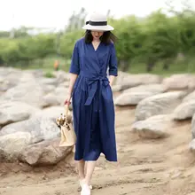 全棉製のフェミニンワンピース【春夏用・ゆったりデザイン・ジャケット風・フレンチスタイル】