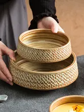 創意的なレトロデザインの粗陶製スイーツプレート【ホテル・レストラン用・ハンマーテクスチャー】