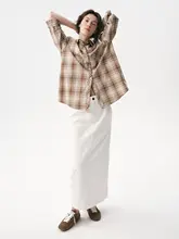 中高腰ストレートデニムスカート【後ろスリット・着こなしやすい】