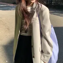 通勤向けのゆったり薄手コットン長袖ジャケット【韓国風・シンプルデザイン】