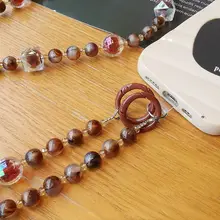 おしゃれなハンドメイドビーズ付きスマホストラップ【アウトドア用・蝶結びデザイン・斜め掛け可能】