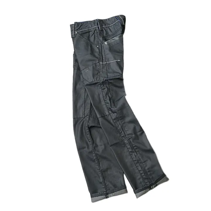 カジュアルデニムパンツ【ウォッシュ加工・ストレート・多ポケット・ブラック】