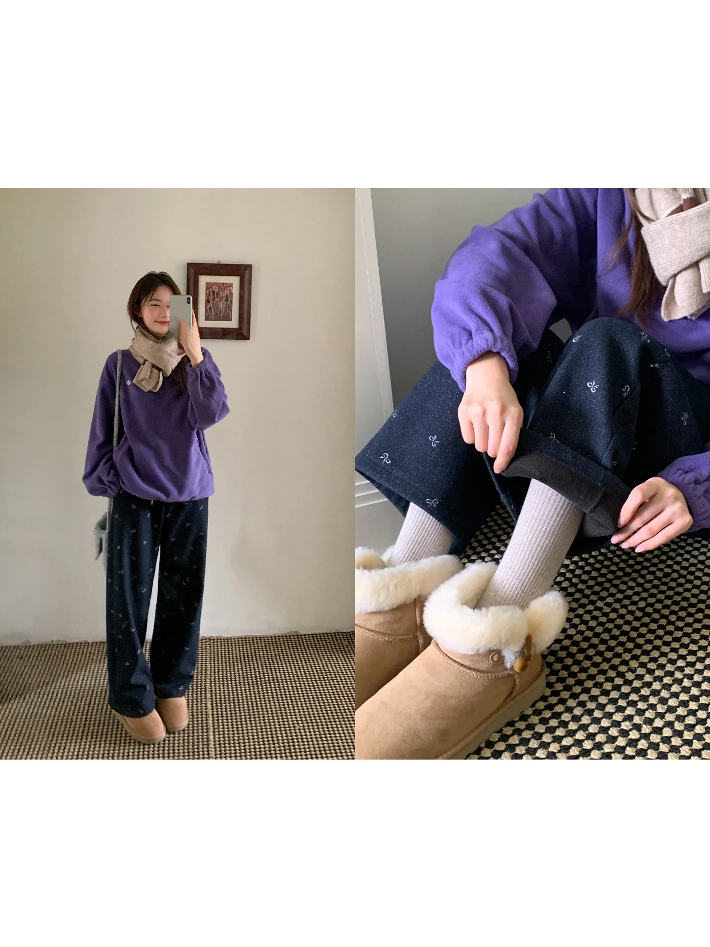 ラベンダーパンツのスタイルと特徴：リボン付きハイウエストストレート パンツの実用性解析