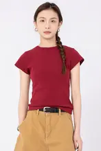 幾何学模様のグレー ラウンドネック半袖Tシャツ【シルエットを美しく見せるデザイン】