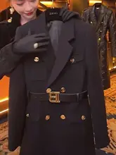 秋冬用 ウール混合中長丈コート【韓国風・シンプル・オフィス向け】