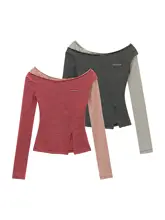 ストライプデザインの長袖Tシャツ【フィット感あり・レイヤード風】（セットアップ対応）