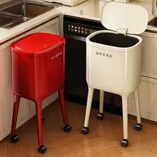 スタイリッシュなデザインのキッチン用ゴミ箱【蓋付き・高脚・大容量・移動可能】