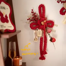 新年用 造花 万字結飾り【赤い実の壁面装飾・春節用】