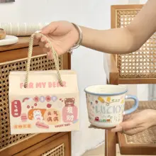 陶器 マグカップ 可愛い 女性 家庭用 ミルクカップ 朝食カップ オートミールコーヒーカップ
